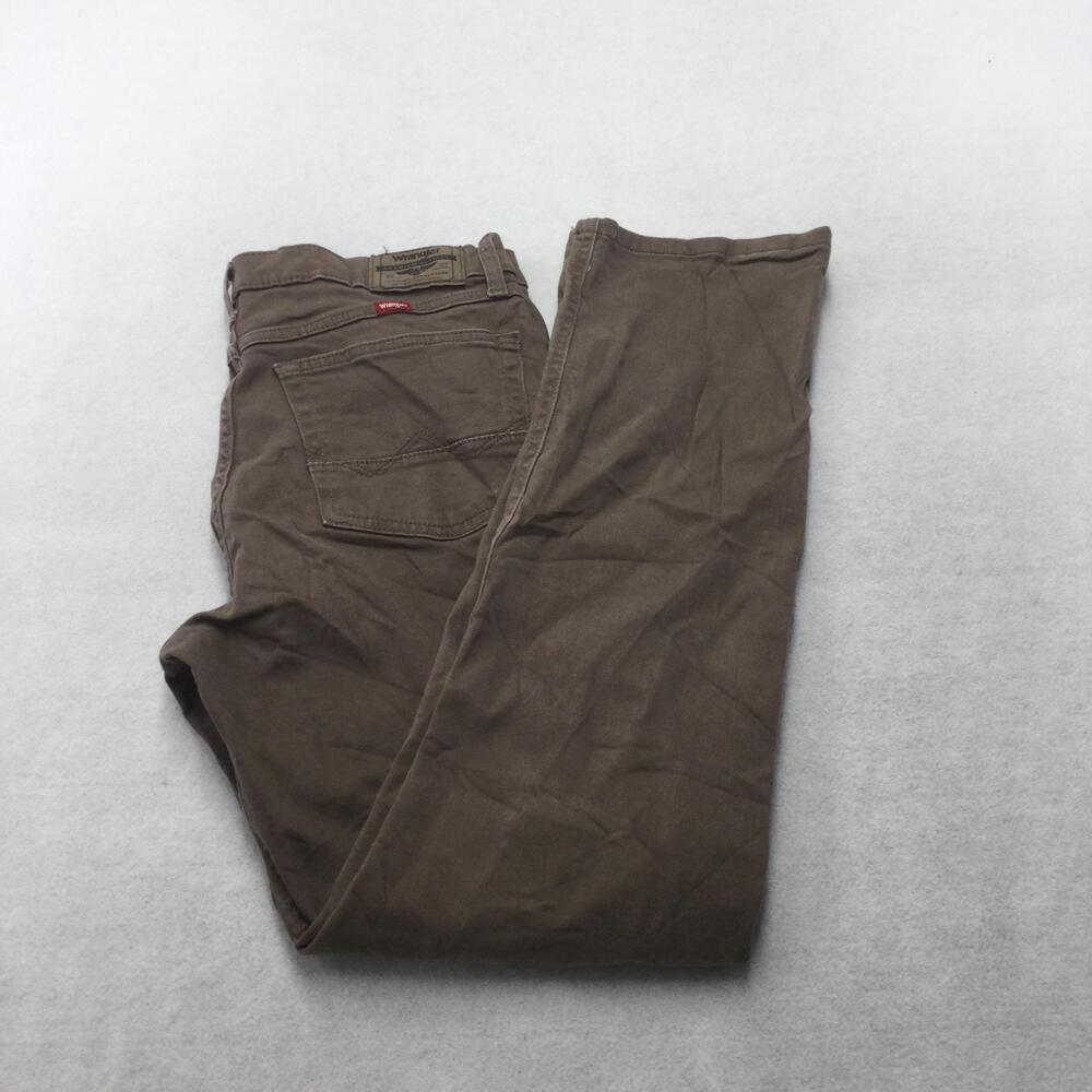 Wrangler Athletic Fit Jeans Mens 32x32 Brown Straight Leg Denim Zip Fly Stretch